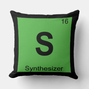 S - Synthesizer Music Chemistry Periodic Table Throw Pillow