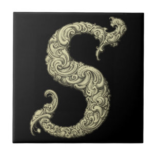 S - The Falck Alphabet (Golden) Ceramic Tile