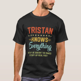 S Tristan Knows Everything Name Personalized Jokes T-Shirt