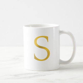 S | White and Gold Letter Mug
