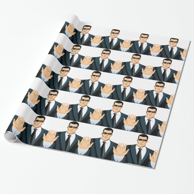 SA7 SECRET AGENT BODYGUARD COMICS CARTOON DARK MOB WRAPPING PAPER (Unrolled)