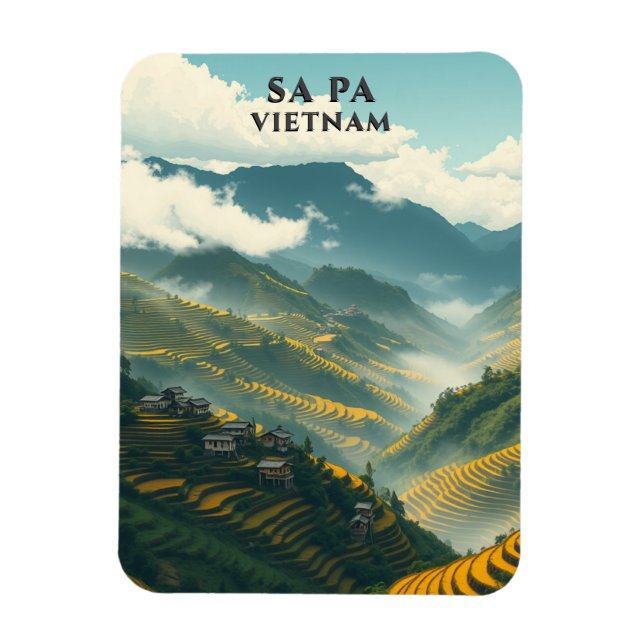  Sa Pa Vietnam Rice Terraces Mountain  Magnet (Vertical)