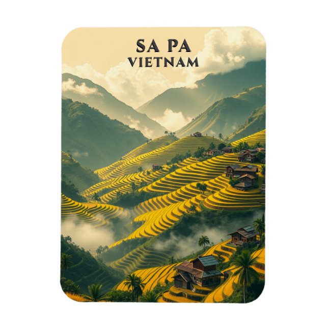  Sa Pa Vietnam Travel Rice Terraces Mountain  Magnet (Vertical)