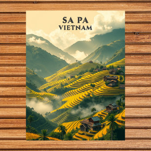 Sa Pa Vietnam Travel Rice Terraces Mountain Postcard