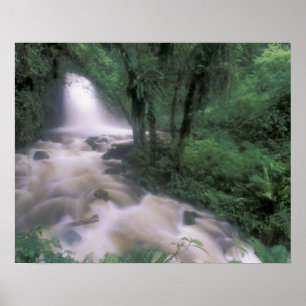 SA, Peru, S.H. Machu Picchu, Cascade and cloud Poster