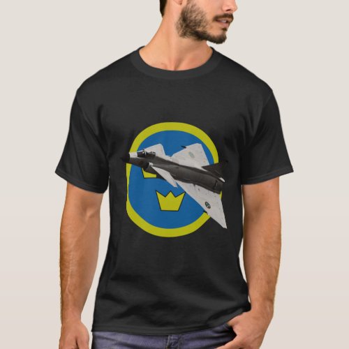 Saab 37 Viggen Airplane Swedish Airforce Roundel   T_Shirt