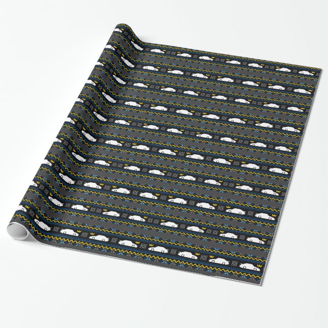 Saab 900 inspired turbo fair isle wrapping paper (Unrolled)