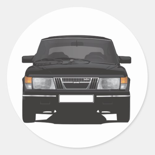 Saab 900 turbo black classic round sticker