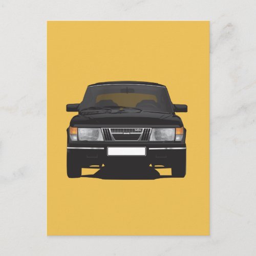 Saab 900 turbo black postcard