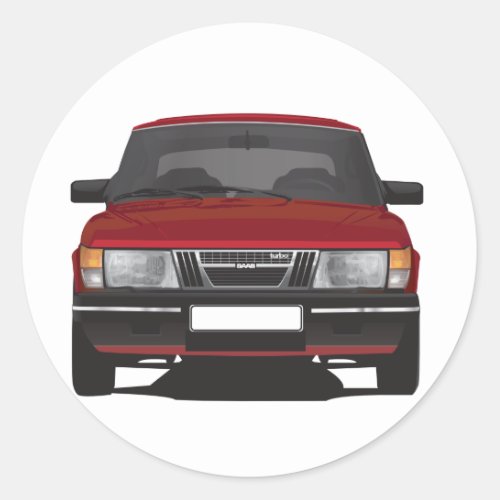 Saab 900 turbo red classic round sticker