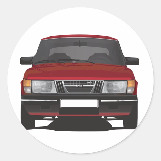 Saab 900 turbo (red) classic round sticker (Front)