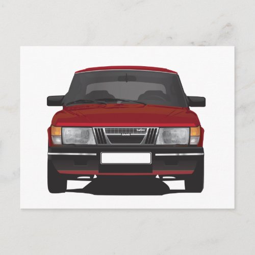 Saab 900 turbo red postcard