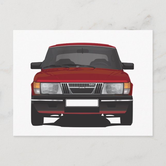 Saab 900 turbo (red) postcard (Front)