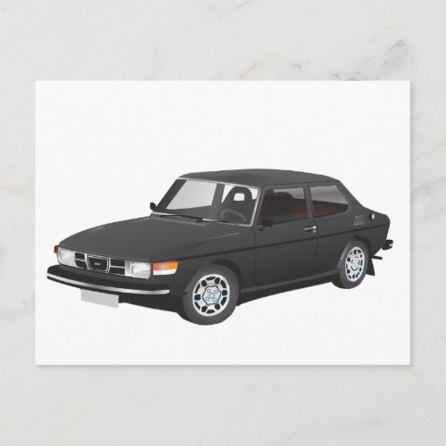 Saab 99 black postcard