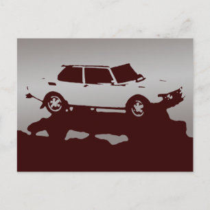 Saab 99 Turbo postcard - Silver on dark