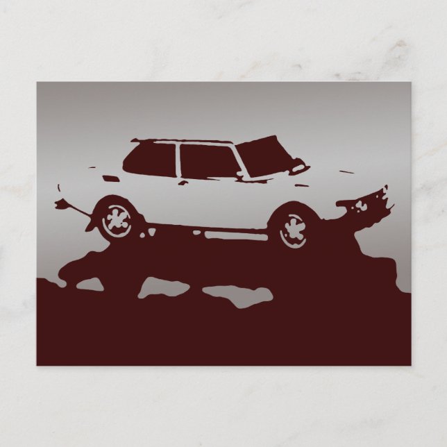 Saab 99 Turbo postcard - Silver on dark (Front)