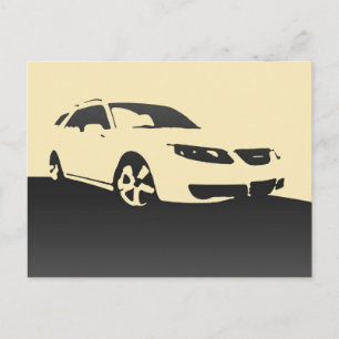 Saab 9-5 Aero front - Charcoal on cream background Postcard