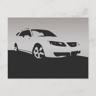 Saab 9-5 Aero front - Gray on charcoal background Postcard