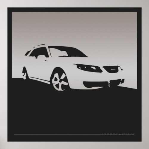 Saab 9_5 Aero front _ Gray on charcoal background Poster