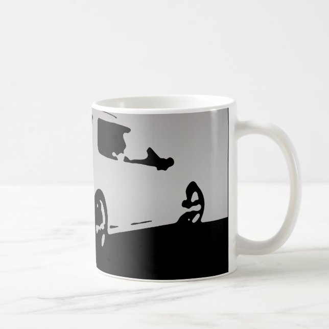 Saab 9-5 Aero rear - Gray on dark background Coffee Mug (Right)