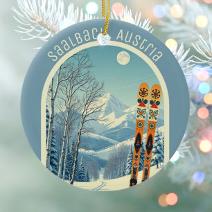 Saalbach Austria ski vacation souvenir Ceramic Ornament