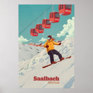 Saalbach Skicircus Snowboarding Travel Poster
