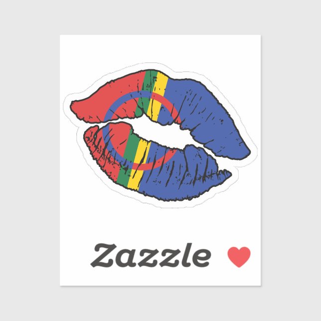 Saami Sami Lipstick Love Flag Sticker (Sheet)