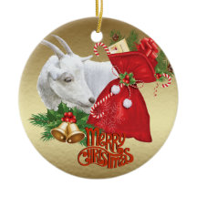 Saanen Christmas Goat With Holiday Spirit
