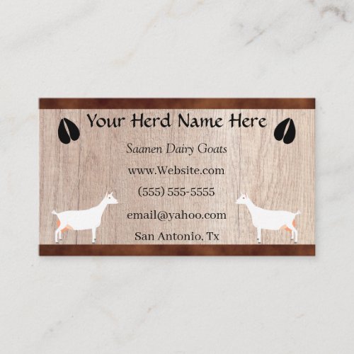 Saanen Dairy Goat Herd Business Card