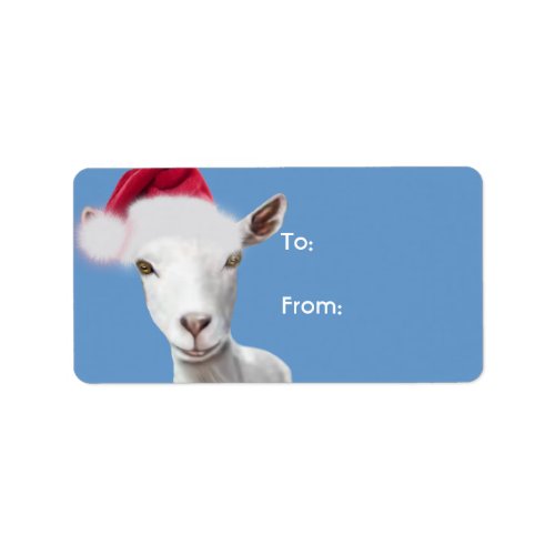 Saanen Goat  Santa Goat Christmas Gift Tag