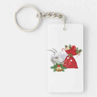 Saanen Goat With Holiday Spirit Keychain