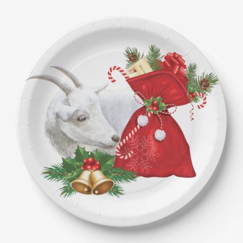 Saanen Goat With Holiday Spirit Paper Plates