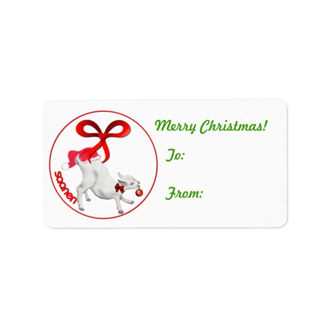 Saanen Kid  Goat Christmas  Gift Tag Sticker (Front)