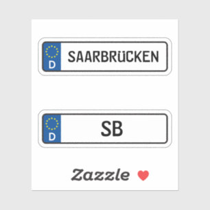 Saarbrucken kennzeichen, German Car License Plate Sticker