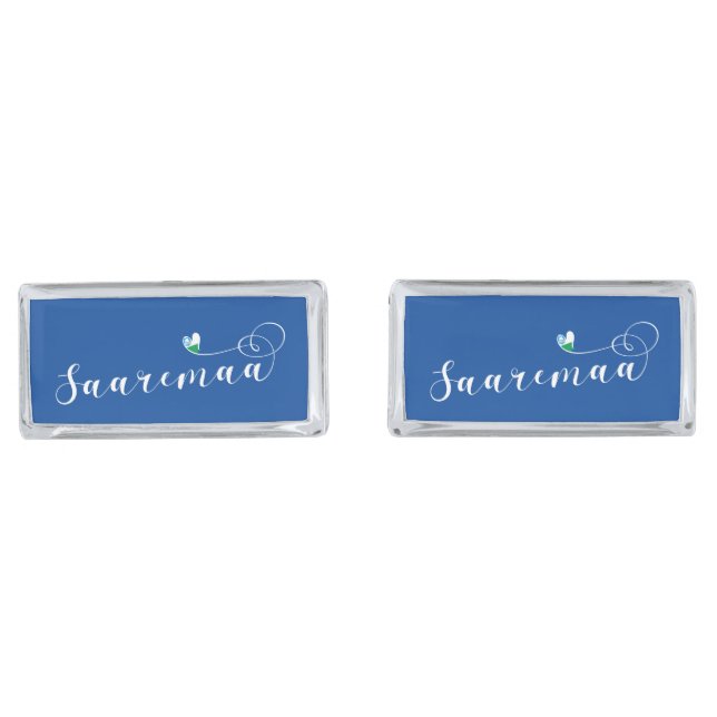 Saaremaa Flag Heart, Estonia Cufflinks (Front)