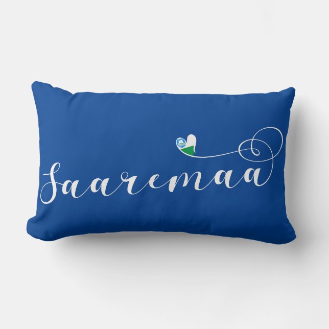 Saaremaa Flag Heart, Estonia Lumbar Pillow (Front)