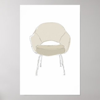 Saarinen S series chair scribble vector Poster