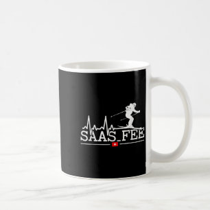 Saas-fee Heartbeat Ski Resort Swiss Alps Skiing Sw Coffee Mug