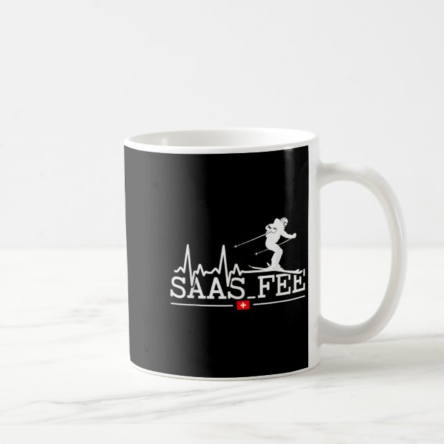 Saas-fee Heartbeat Ski Resort Swiss Alps Skiing Sw Coffee Mug (Right)