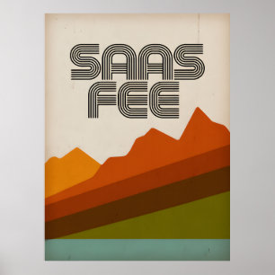Saas Fee Retro Ski Resort Poster – Vintage Mountai