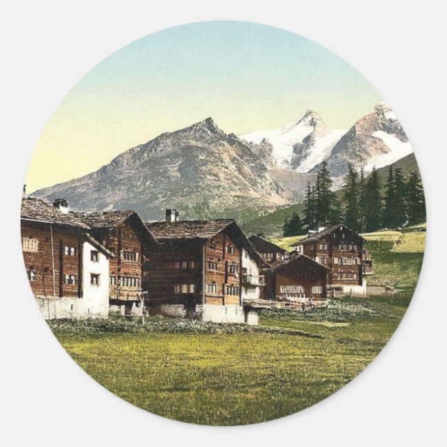Saas Fee, Sennhutten, Valais, Alps of, Switzerland Classic Round Sticker (Front)
