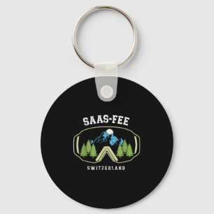 Saas-fee Ski Goggles Resort Swiss Alps Skiing Swit Keychain