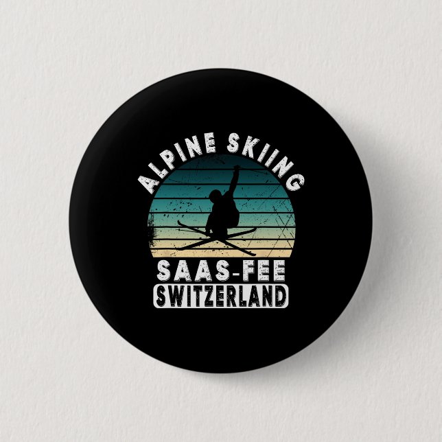 Saas-fee Ski Resort Swiss Alps Alpine Skiing Switz Button (Front)