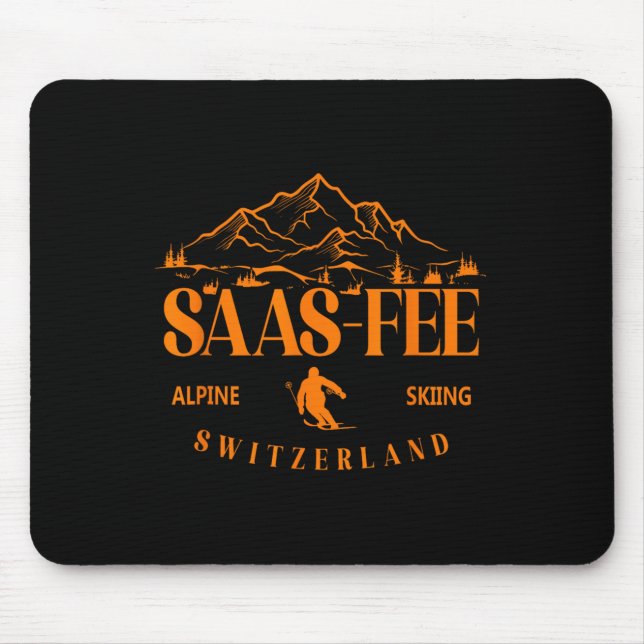 Saas-fee Ski Resort Swiss Alps Alpine Skiing Switz Mouse Pad (Front)
