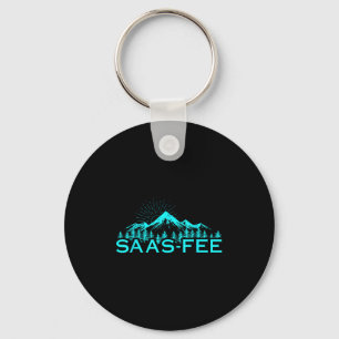 Saas-fee Ski Resort Swiss Alps Skiing Switzerland  Keychain