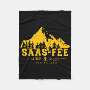Saas-fee Switzerland Ski Resort Alpine Skiing Swis Fleece Blanket