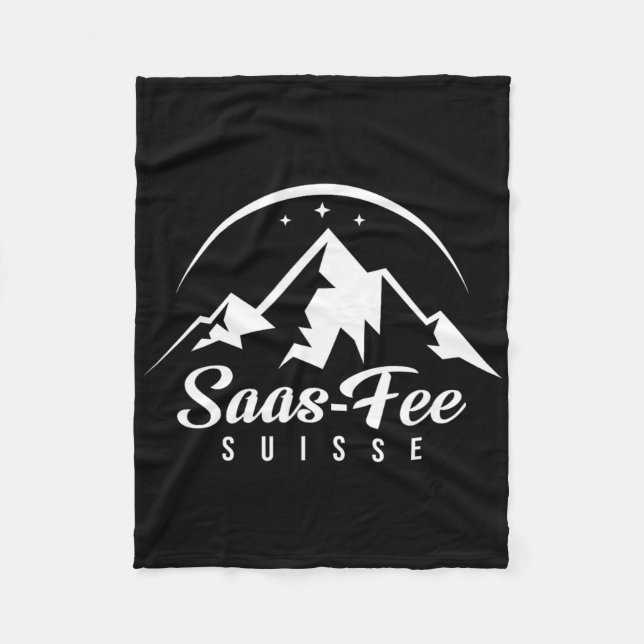 Saas-fee Switzerland Ski Resort Skiing Snowboardin Fleece Blanket (Front)