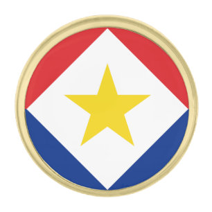 Saba Flag Gold Finish Lapel Pin