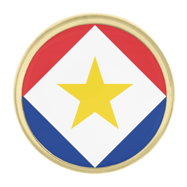 Saba Flag Gold Finish Lapel Pin (Front)