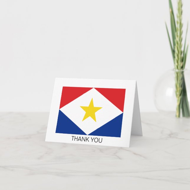 Saba Flag Letterpress Thank You Card (Front)
